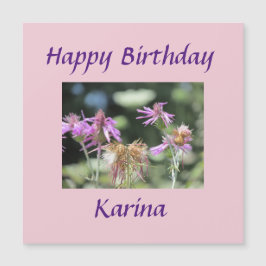 Korfu Lilac Wildblommor Birthday Magnetic Card