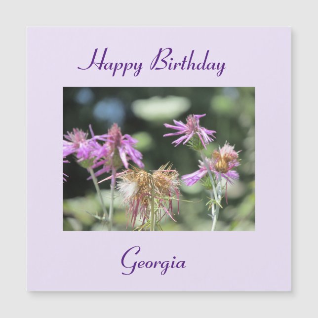 Korfu Lilac Wildblommor Magnetic Birthday Card (Framsida)