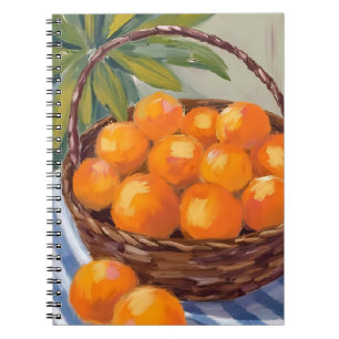 Korg med apelsiner frukt citrus målning anteckningsbok