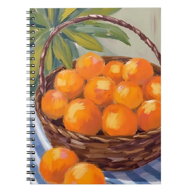 Korg med apelsiner frukt citrus målning anteckningsbok (Framsidan)