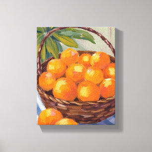Korg med apelsiner frukt citrus-målning canvastryck