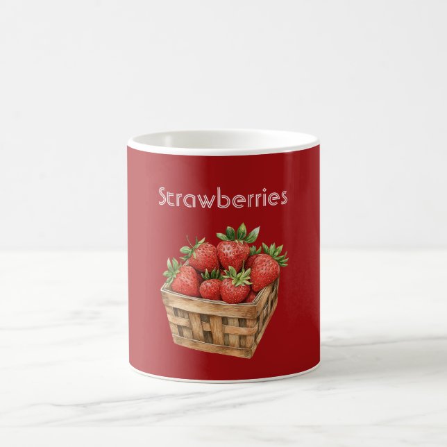Korg med röda jordgubbar kaffemugg (Center)