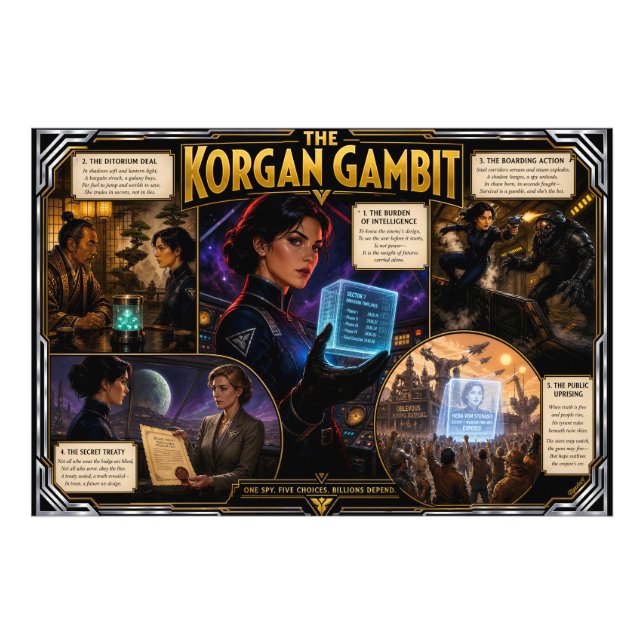 Korgan Gambit Retro Deco Sci-Fi Affisch Konst Fototryck (Framsidan)