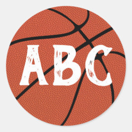 Korgbokstäver eller spelarens nummer för basketlag runt klistermärke
