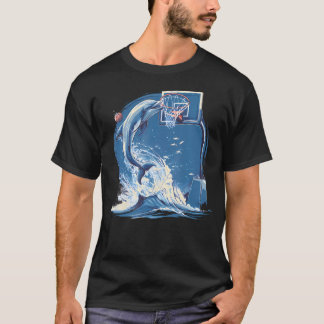 Korgboll Delfin Vågor Natur Konstverk T Shirt