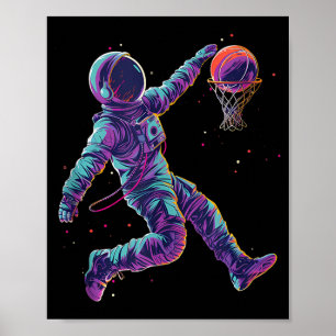 Korgboll Konst Astronaut Slam Dunk Bball Spelare Poster