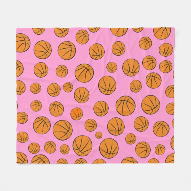 Korgbolls Mönster på Rosa Bakgrund  Fleecefilt (Framsidan (Horisontell))