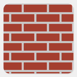 Korgfästare (Brick Red & Grått) Fyrkantigt Klistermärke
