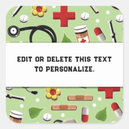 Korgfästare för sjuksköterskor fyrkantigt klistermärke