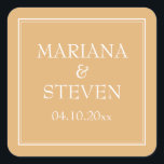 Korgfästet för modern minimal Gult Fyrkantigt Klistermärke<br><div class="desc">Moderna bröllopsklippare för favoriter för din bröllopsmottagning,  repetitionsmiddag och möhippa i gräns-temat för minimalistisk gult.</div>