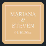 Korgfästet för modern minimal Gult Fyrkantigt Klistermärke<br><div class="desc">Moderna bröllopsklippare för favoriter för din bröllopsmottagning,  repetitionsmiddag och möhippa i gräns-temat för minimalistisk gult.</div>