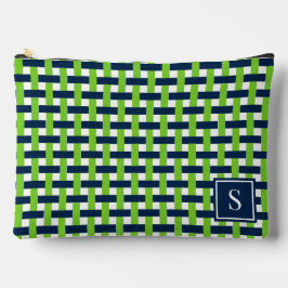 Korgfläta Preppy – Marinblå & Lime Monogram