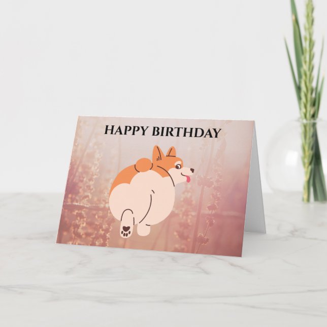 KORGI BIRTHDAY CARD. Redigerbar text Kort (Framsida)