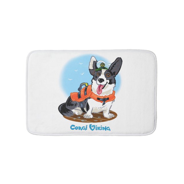 Korgi i livväst Pet mat/badmat Badrumsmatta (Framsidan)