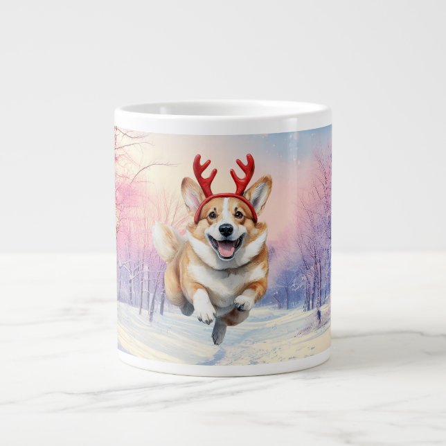 Korgi Reindeer, julklare som leapade i snö Jumbo Mugg (Framsidan)