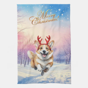 Korgi Reindeer, julklare som leapade i snö Kökshandduk