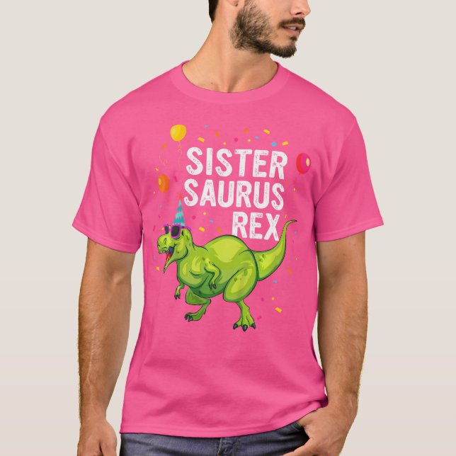 Korgmakrill för barn i Sistersaurus T Rex Dinosaur Shirt (Framsida)