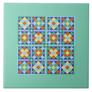 Korgruta av marockansk ruta i blå teal guld terrac kakelplatta