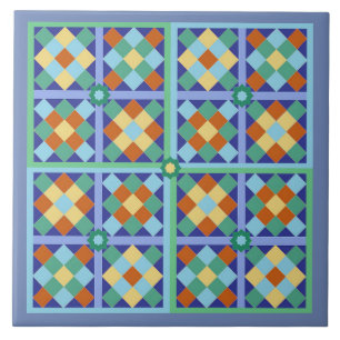 Korgruta av marockansk ruta i blå teal guld terrac kakelplatta