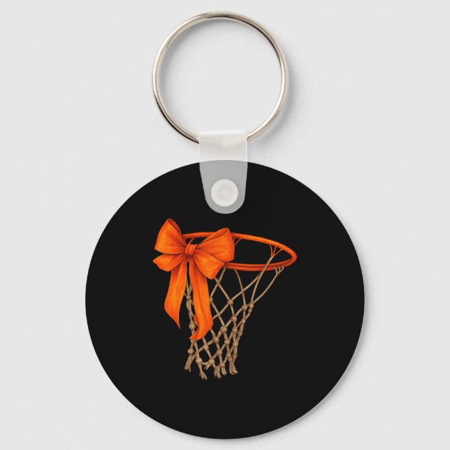 Korgstötta med rosett Söt basketbollestetik Nyckelring (Framsida)