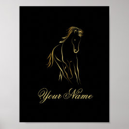 Körhäst i guld färg poster