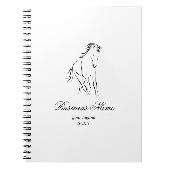 Körhäst i svart färg anteckningsbok (Framsidan)