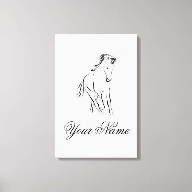 Körhäst i svart färg canvastryck (Framsida)