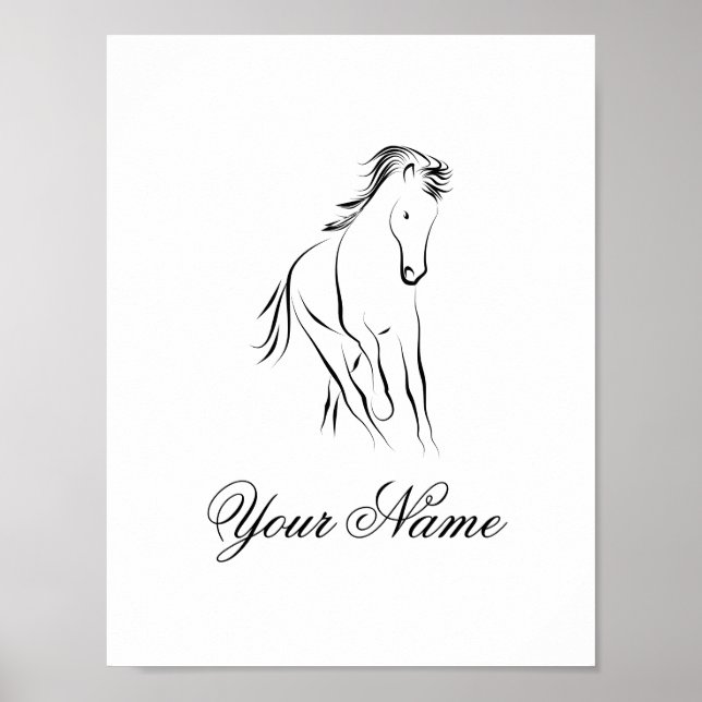 Körhäst i svart färg poster (Framsidan)