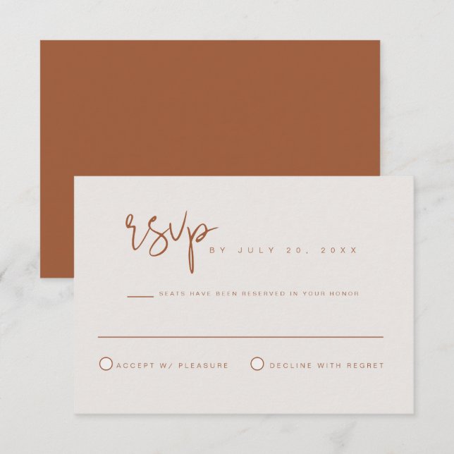 KORIANDER - Bohemisk jordton Bränt orange RSVP Inbjudningar (Fram/baksida)