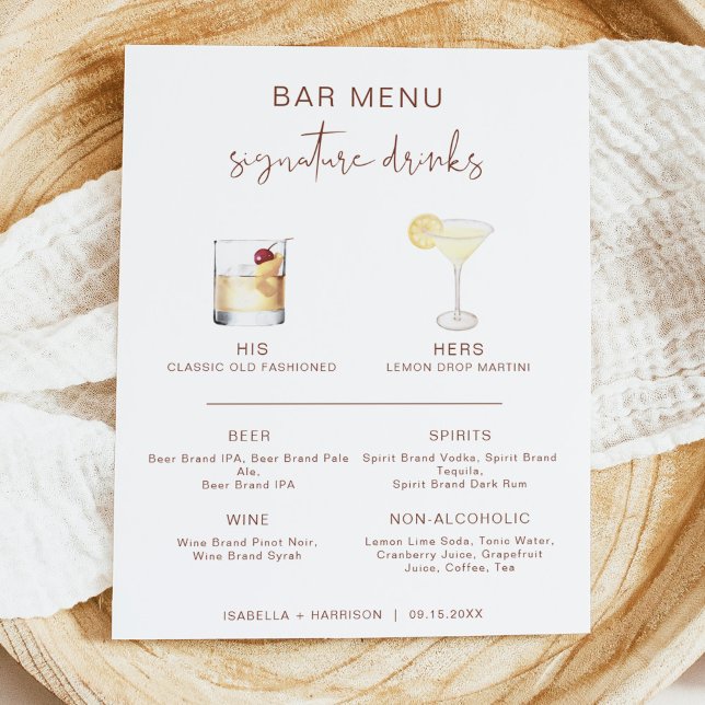 KORIANDER Boho Cocktail Signaturdryck Bar Meny Poster (Skapare uppladdad)