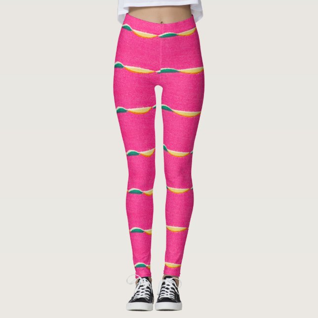 KORIN JAPANSKA MÖNSTRAT TRYCKTA LEGGINGS I ROSA (Framsida)