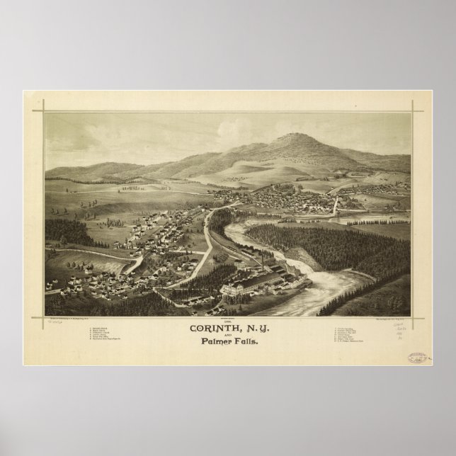 Korint New York 1888 Antique Panoramic Karta Poster (Framsidan)