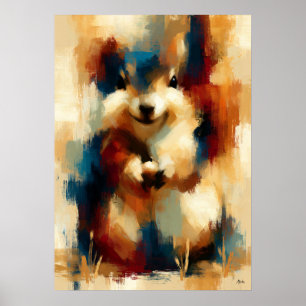 Korisu Litet Skatt Söt Baby Ekorre Kawaii Konst Poster