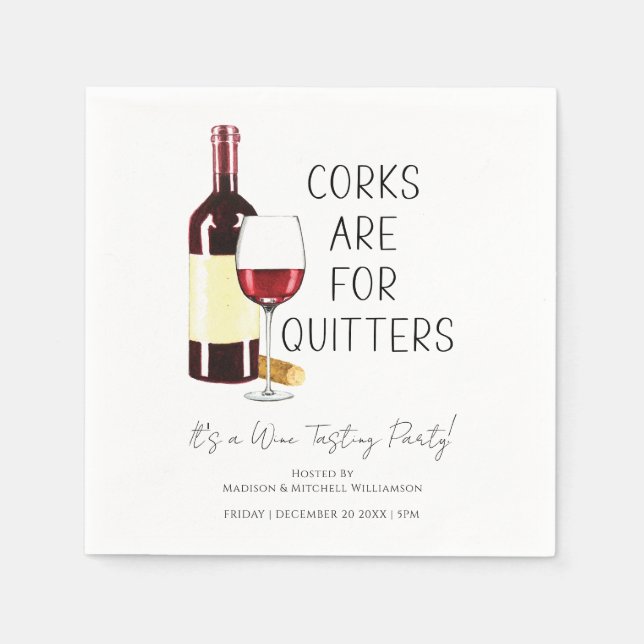 "Kork är till kvartsparter" Vattenfärgen Red Vin P Pappersservett (Framsidan)