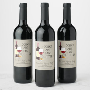 "Kork är till kvartsparter" Vattenfärgen Red Vin P Vinflaska Etikett