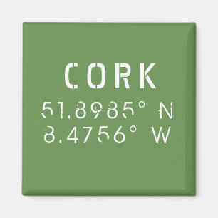Kork Ireland Longitud Latitude Magnet