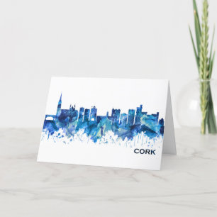 Kork Ireland Skyline Blue Helgkort