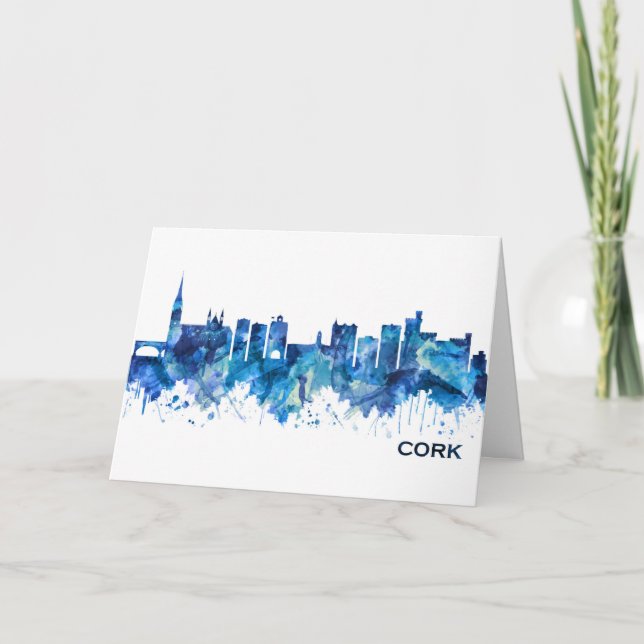 Kork Ireland Skyline Blue Helgkort (Framsida)