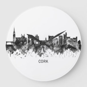 Kork Ireland Skyline BW Stor Klocka