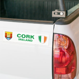 Kork Ireland Vapensköld och Irish Flagga Bumper S Bildekal