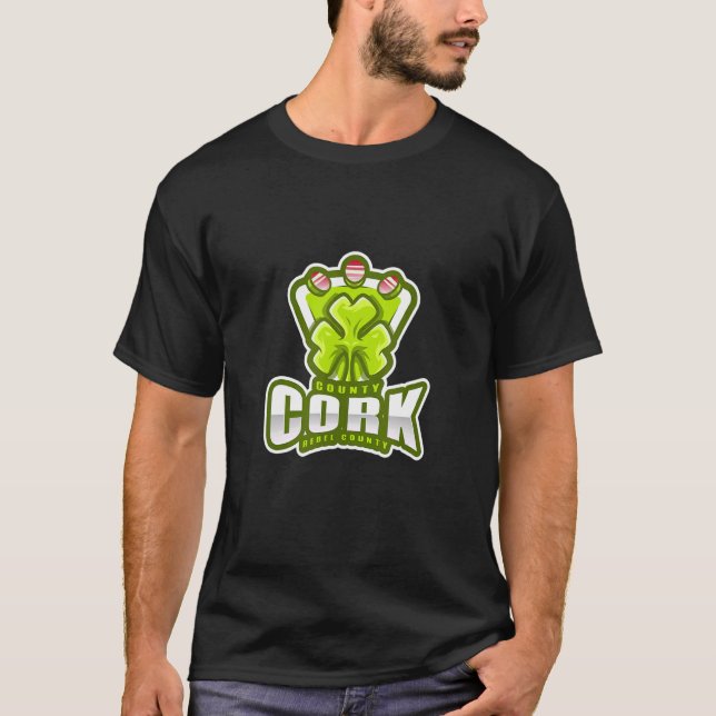 Kork Rebel County Shamrock Ireland Traditional Iri T Shirt (Framsida)