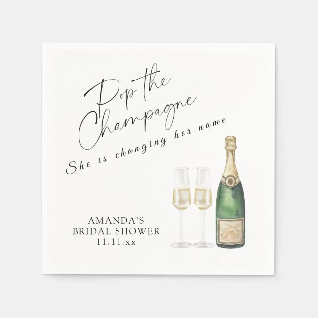 Korka champagne Bröllopsdusch Pappersservett (Framsidan)