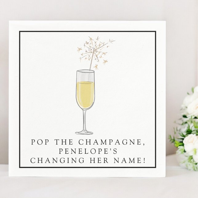Korka Champagne Brudens Namn / Möhippa Pappersservett (Skapare uppladdad)