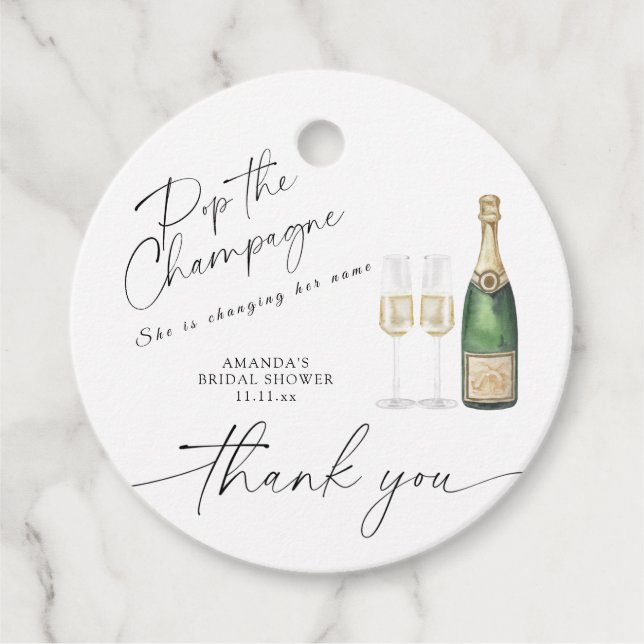 Korka champagne - tack bröllopsdusch gåvor etiketter (Framsida)