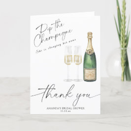 Korka champagne - tack bröllopsdusch kort