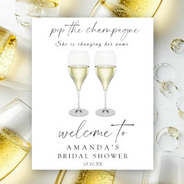 Korka champagne Välkommen bröllopsfest Poster