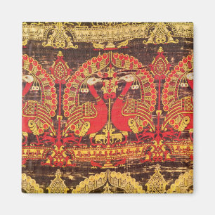 Korkåpa med påfågelmotiv och kufic inskrift magnet