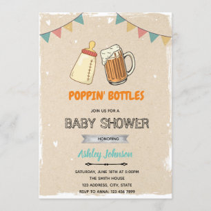 Korkar som poppar baby shower tema inbjudan
