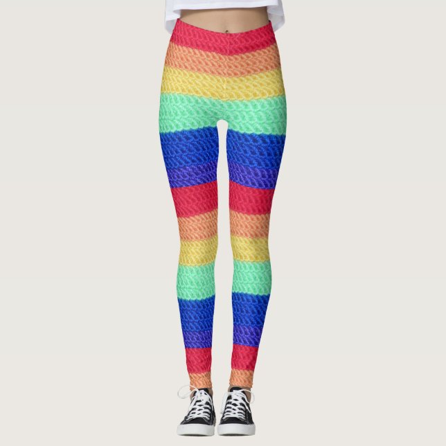 "Korketerad" regnbågsbalkar Leggings (Framsida)