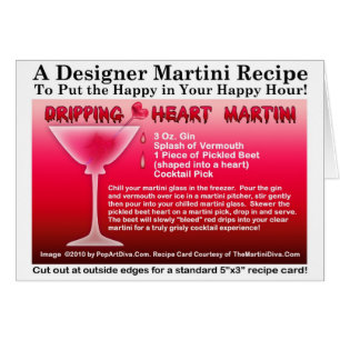 Körkort för Heart Halloween Martini Recept Card Hälsningskort